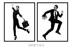 Funny businessman jumping in air